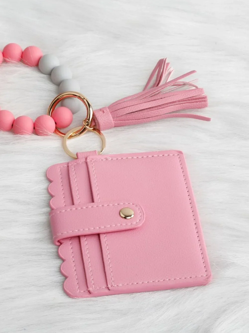 Assorted colored wallets with Beaded Silicon Wristlet Keychains B24
